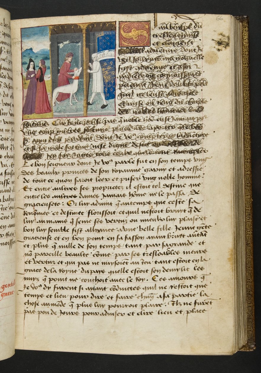 MS Hunter 252 066r Stránka ze stovky nových zpráv, c.1461-62 od French School