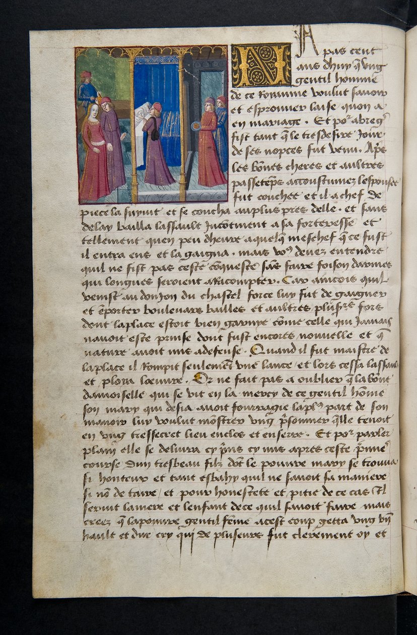 MS Hunter 252 068v Stránka ze stovky nových zpráv, c.1461-62 od French School