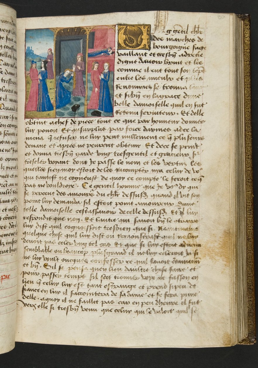 MS Hunter 252 080r Stránka ze stovky nových zpráv, c.1461-62 od French School