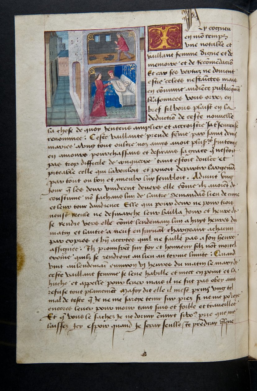 MS Hunter 252 085v Stránka ze stovky nových zpráv, c.1461-62 od French School