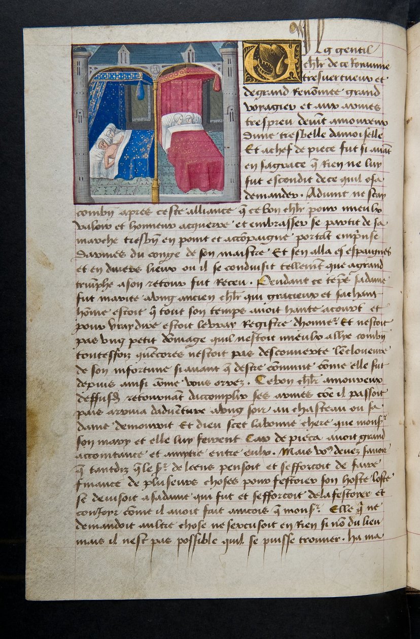 MS Hunter 252 087v Stránka ze stovky nových zpráv, c.1461-62 od French School