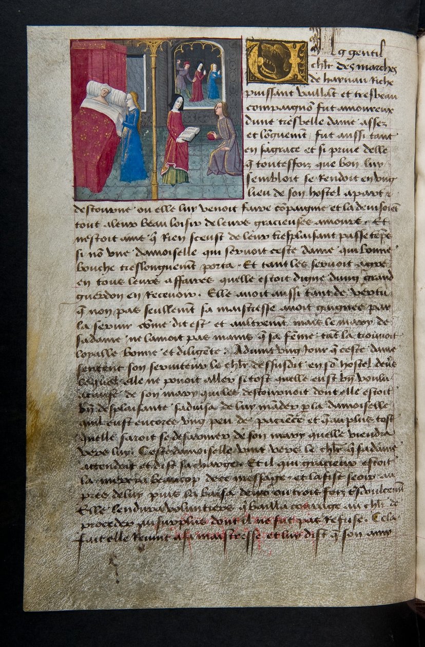 MS Hunter 252 095v Stránka ze stovky nových zpráv, c.1461-62 od French School