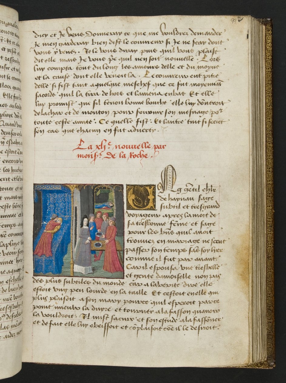 MS Hunter 252 099r Stránka ze stovky nových zpráv, c.1461-62 od French School