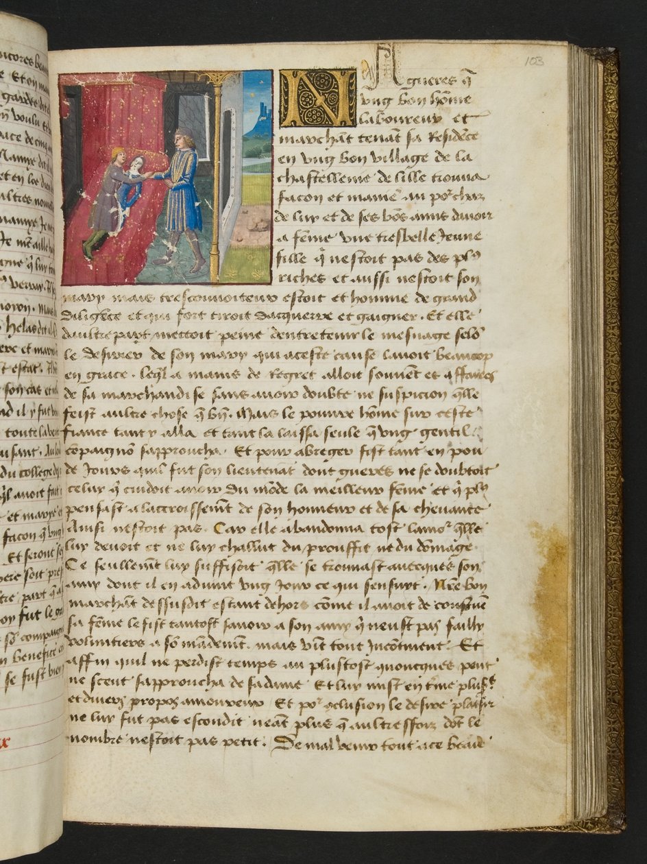 MS Hunter 252 103r Stránka ze stovky nových zpráv, c.1461-62 od French School