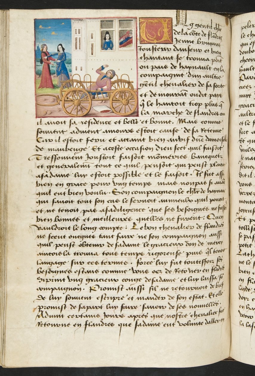 MS Hunter 252 122v Stránka z Cent Nouvelles Nouvelles, c.1461-62 od French School