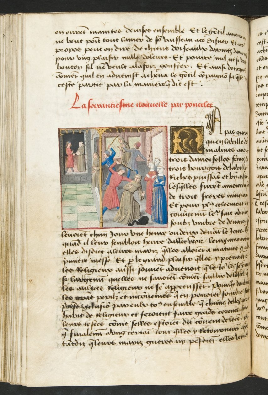 MS Hunter 252 132v Stránka z Cent Nouvelles Nouvelles, c.1461-62 od French School