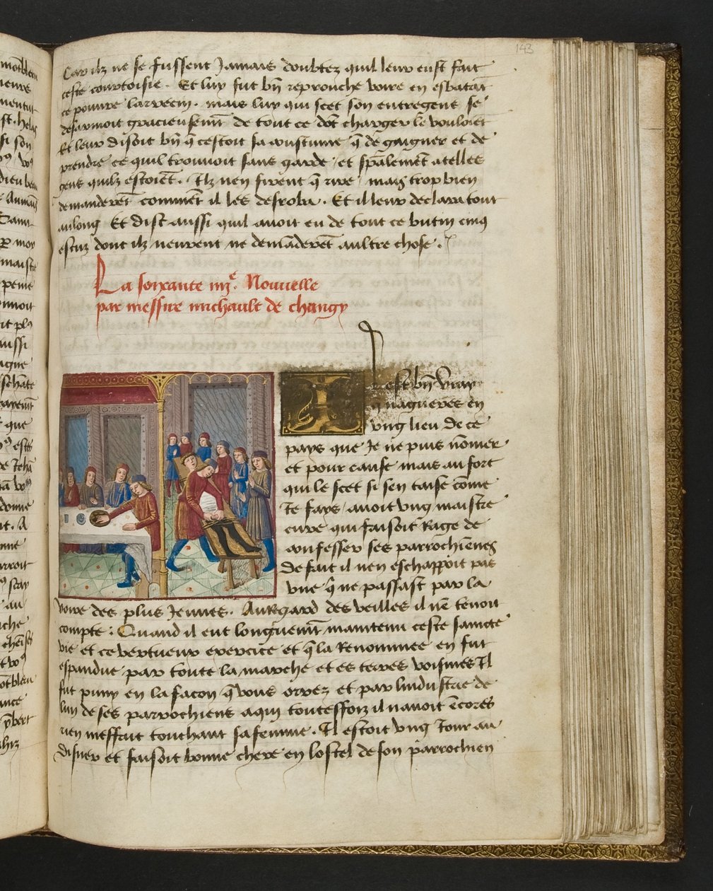 MS Hunter 252 143r Stránka ze stovky nových zpráv, c.1461-62 od French School