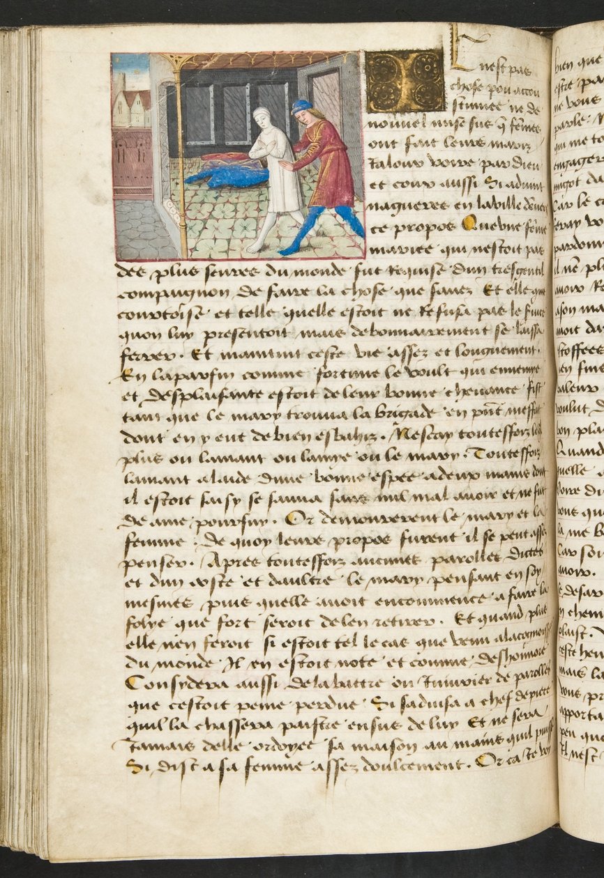 MS Hunter 252 149v Stránka z Cent Nouvelles Nouvelles, c.1461-62 od French School