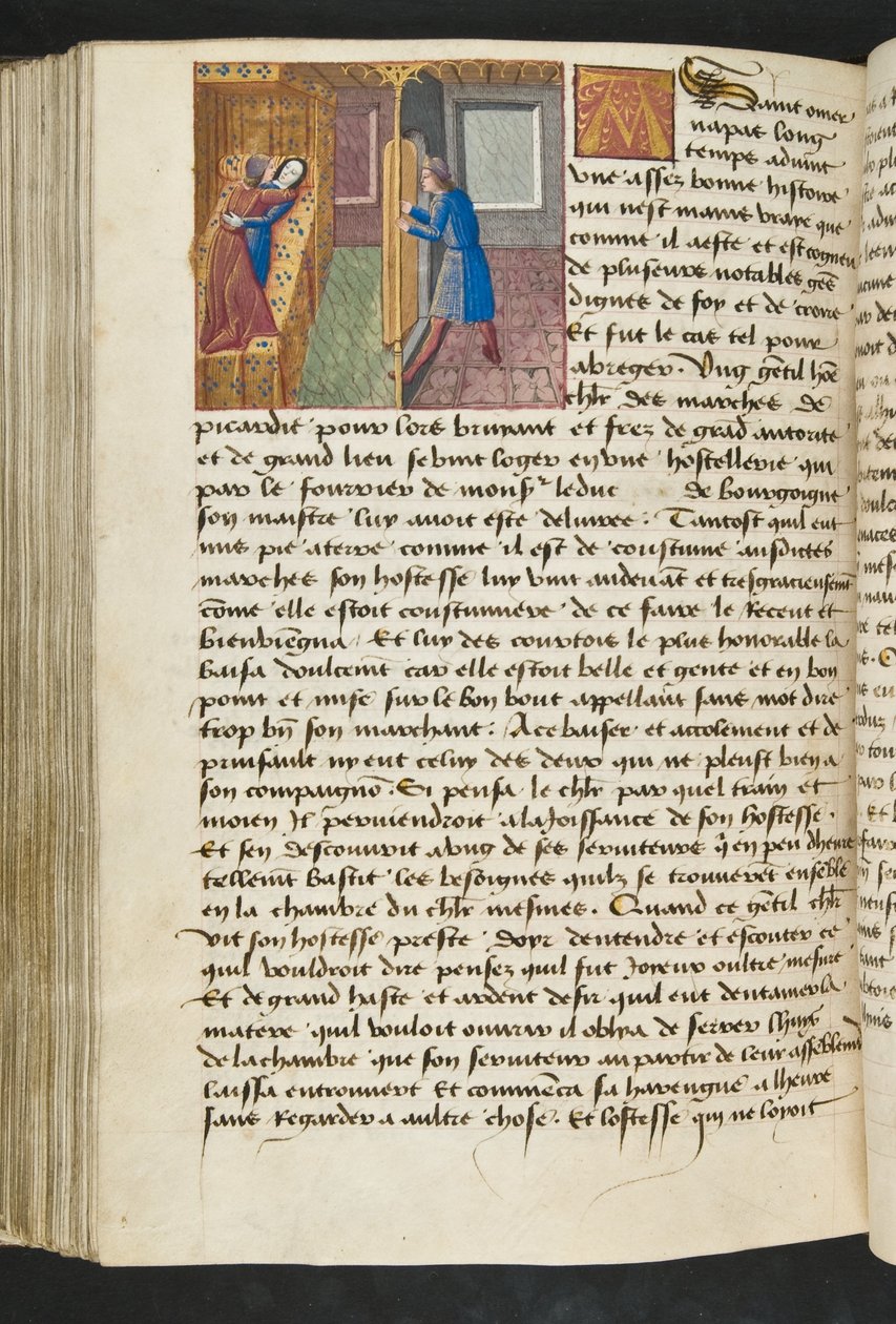 MS Hunter 252 154v Stránka z Cent Nouvelles Nouvelles, c.1461-62 od French School
