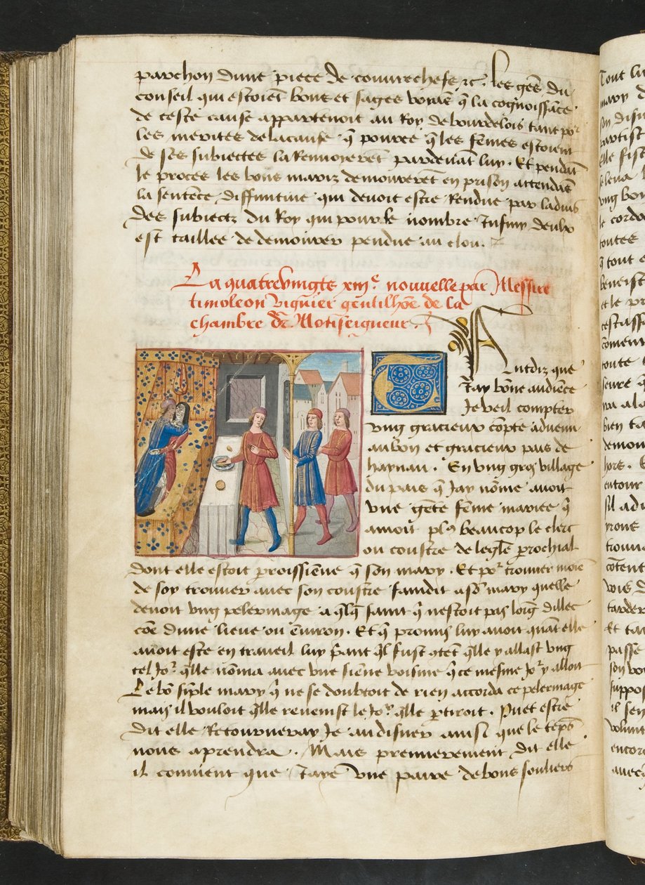MS Hunter 252 187v Stránka z Cent Nouvelles Nouvelles, c.1461-62 od French School