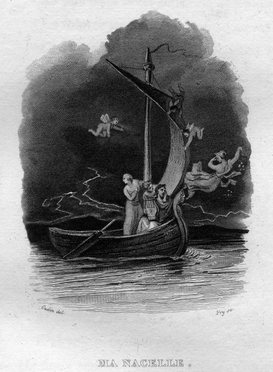 Ma nacelle Chanson de Beranger v „“Works Completes““ (1834) od Pierra Jeana de Berangera (1780-1857), francouzského básníka a skladatele. od French School