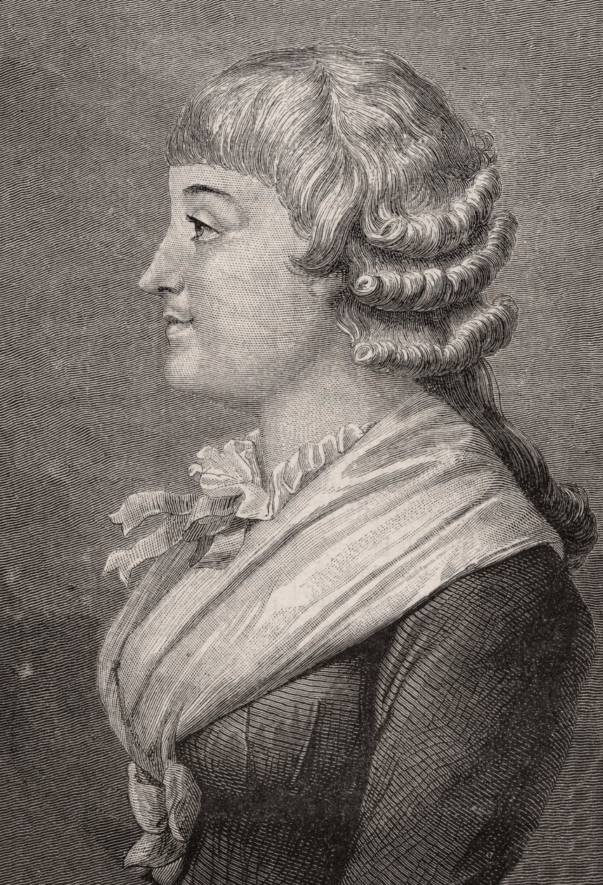 Madame Roland, vyrytý Stephanem Pannemakerem (1847-1930) po Rambertovi, z „Histoire de la Revolution Francaise“ od Louise Blanca (1811-82) od French School