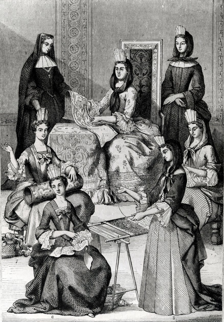 Madame de Maintenon se svými Dámy v čekání od French School