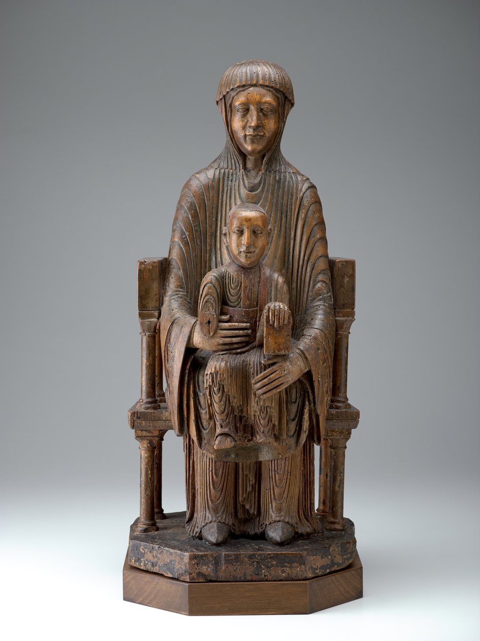 Madonna and Child in Majesty, c.1150-1200 (dřevo, stopy polychromie) od French School