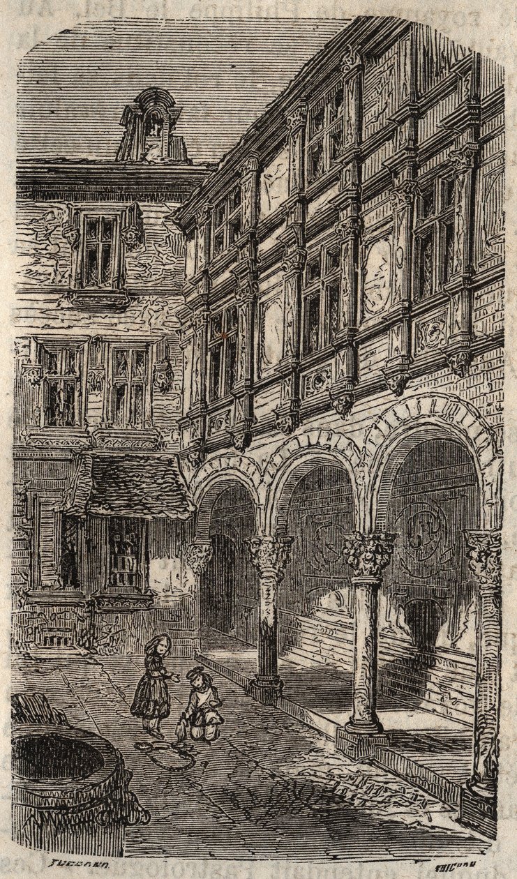 House údajně Agnes Sorel nebo Hotel Euverte-Hatte (1524) v Orleans - rytina v „Histoire de France“ od Victora Duruye (1811-1894) - 1882 od French School