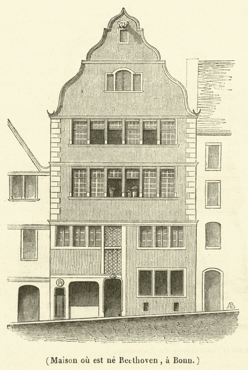 Maison ou est ne Beethoven, a Bonn (rytina) od French School