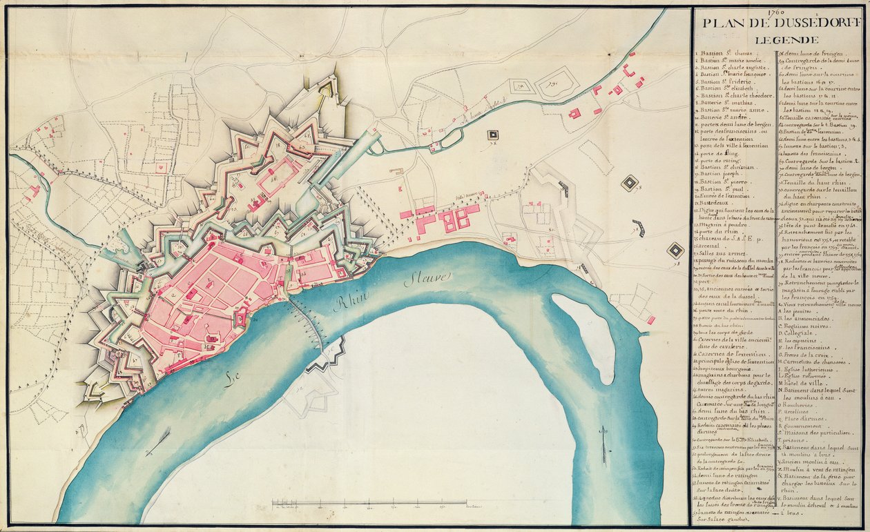 Mapa Düsseldorfu od French School