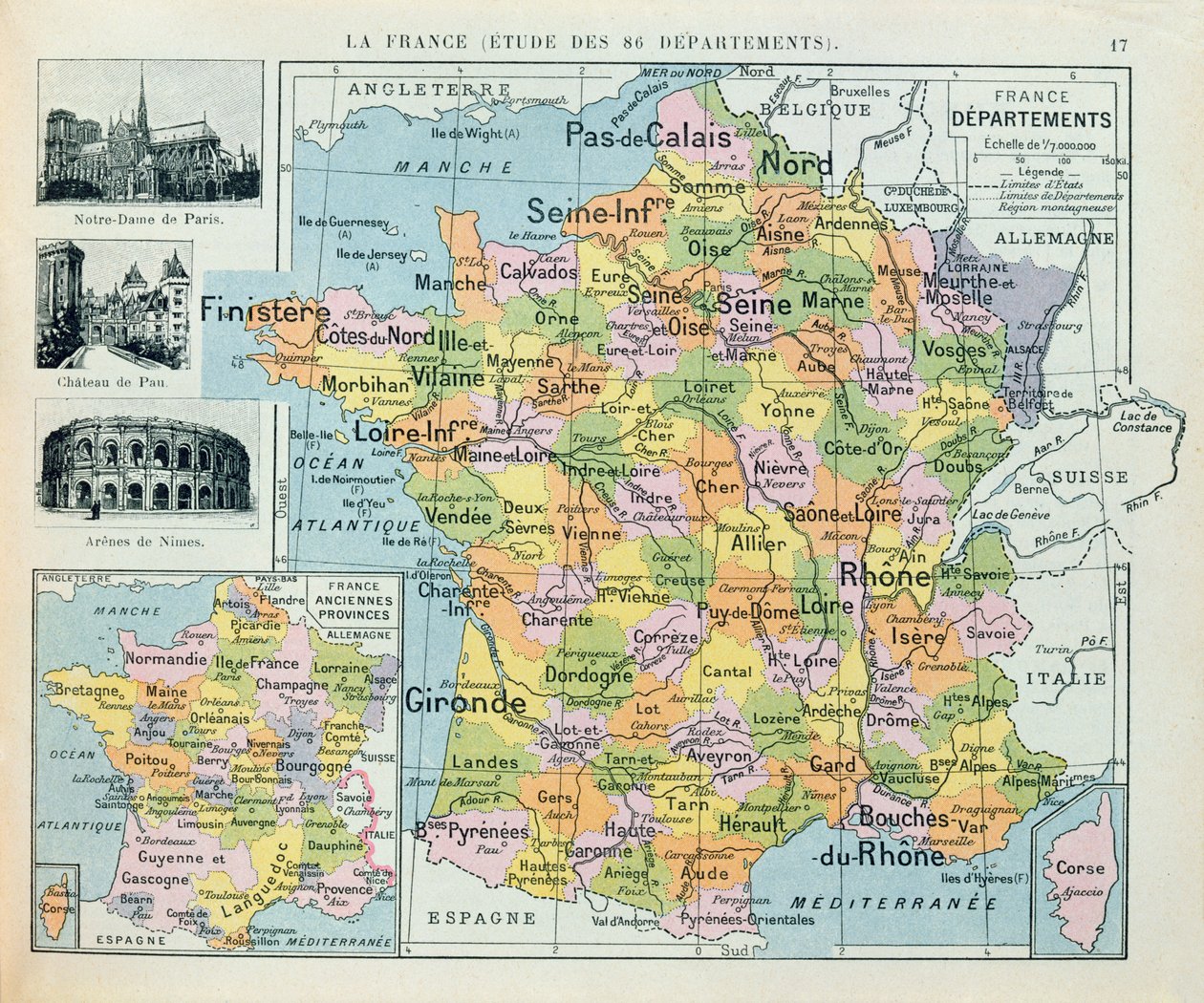 Mapa Francie, cca 1914 od French School