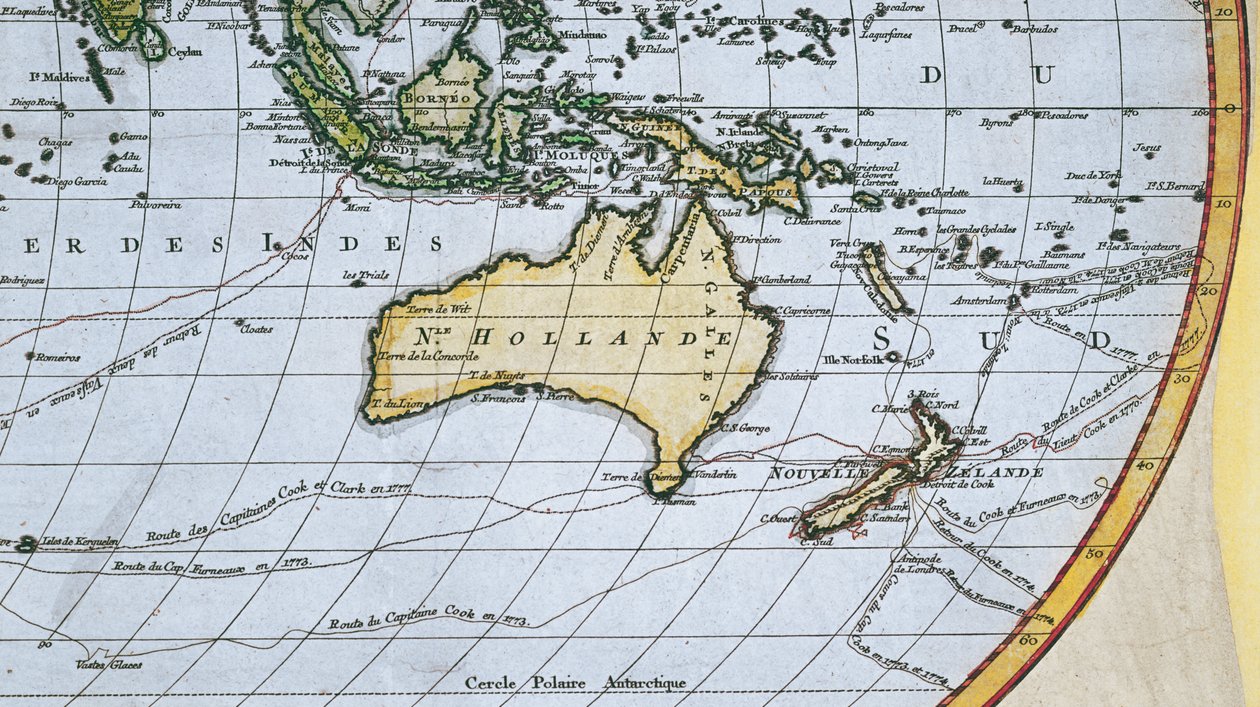 Mapa New Holland, c.1650-1780 od French School