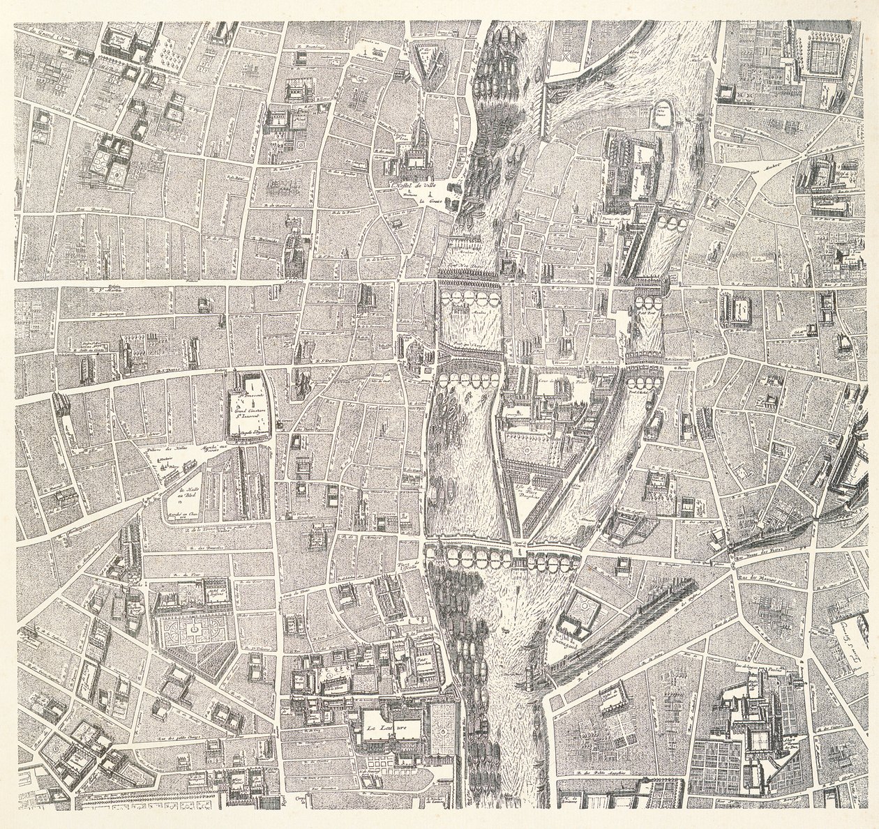 Mapa Paříže zobrazující Île de la Cité, z Atlasu Paříže od Jean de la Caille, 1714 od French School