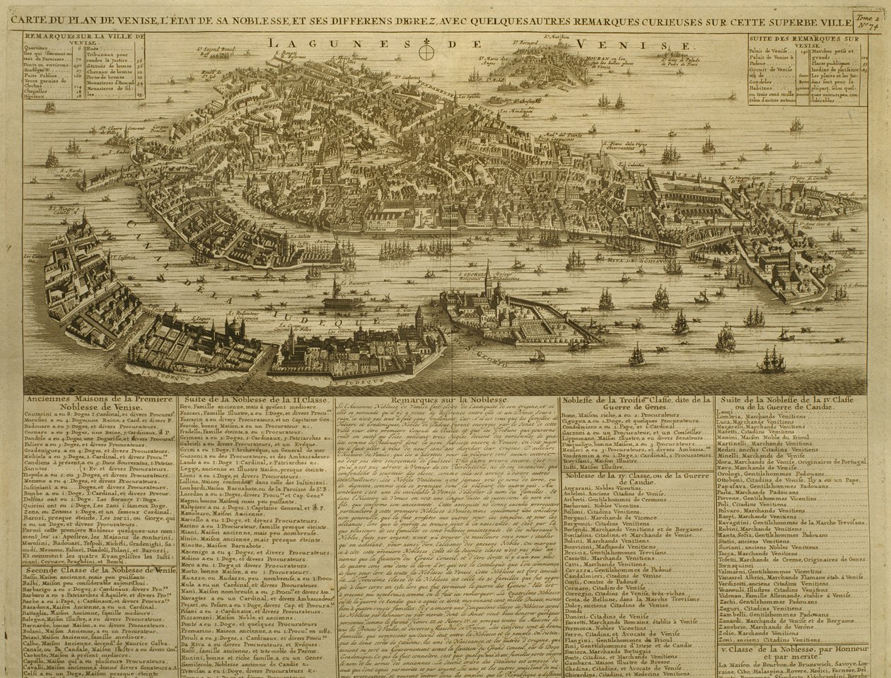 Mapa Benátek, vydaná H. Chatelainem v Amsterdamu, 1728 od French School