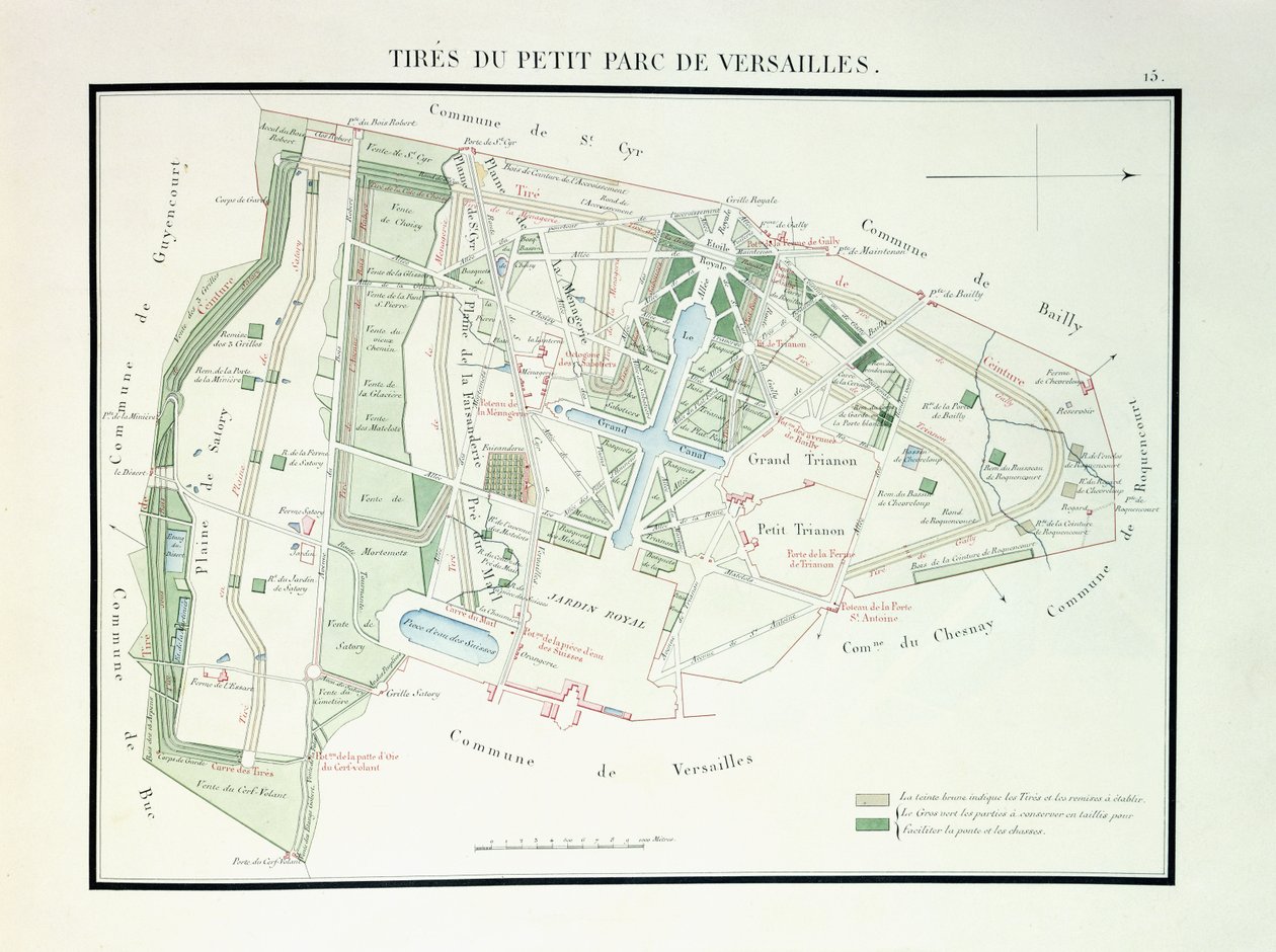 Mapa malého parku ve Versailles, 1818-1819 od French School