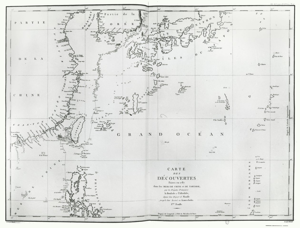 Mapa Jihočínského moře, z itineráře La Perouse od French School