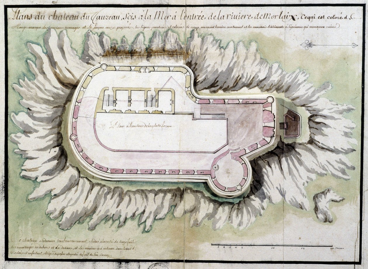 Mapa hradu Taurus se nachází u moře u vchodu do řeky Morlaix od French School