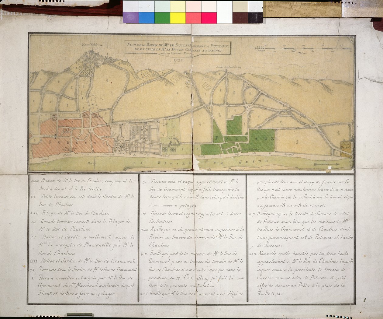 Mapa zobrazující Chateau de Puteaux, 1722 (wc na papíře) od French School