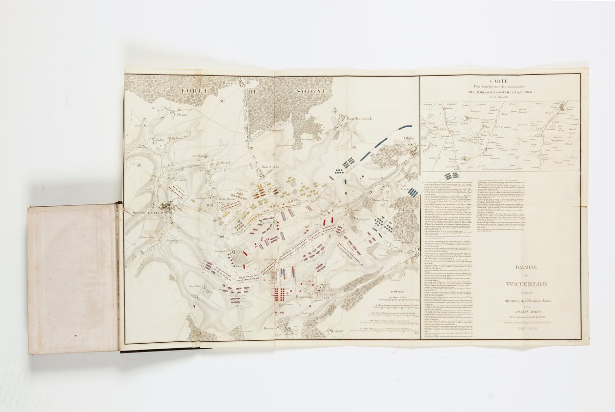 Mapa znázorňující pohyby maršálů Grouchy a Blucher od French School