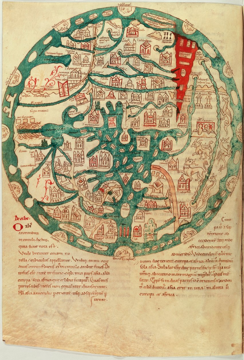 Mappamundi, po Isidorovi ze Sevilly, kolem 1130-1135 od French School