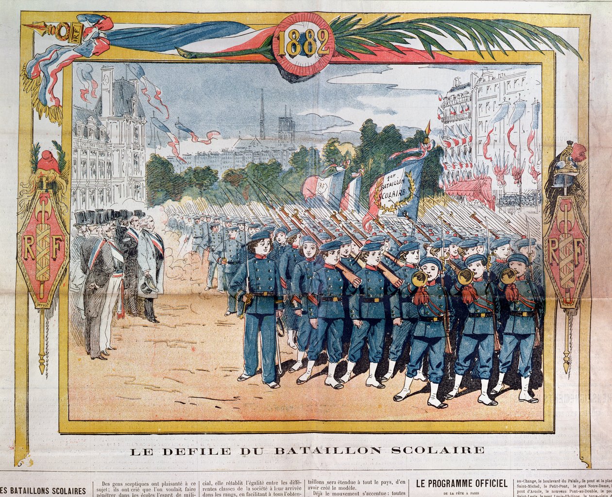 Pochod školních praporů dne 14. července 1882 od French School