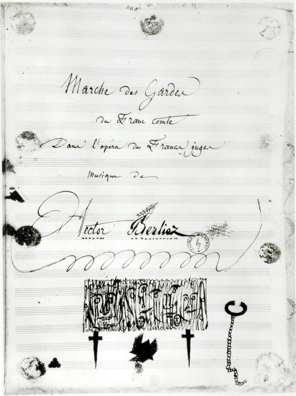 „Marche des Gardes du Franc Comte“ z opery „Les Francs Juges“ od Hectora Berlioze (1803-69) 1826 (pero a inkoust na papíře) od French School