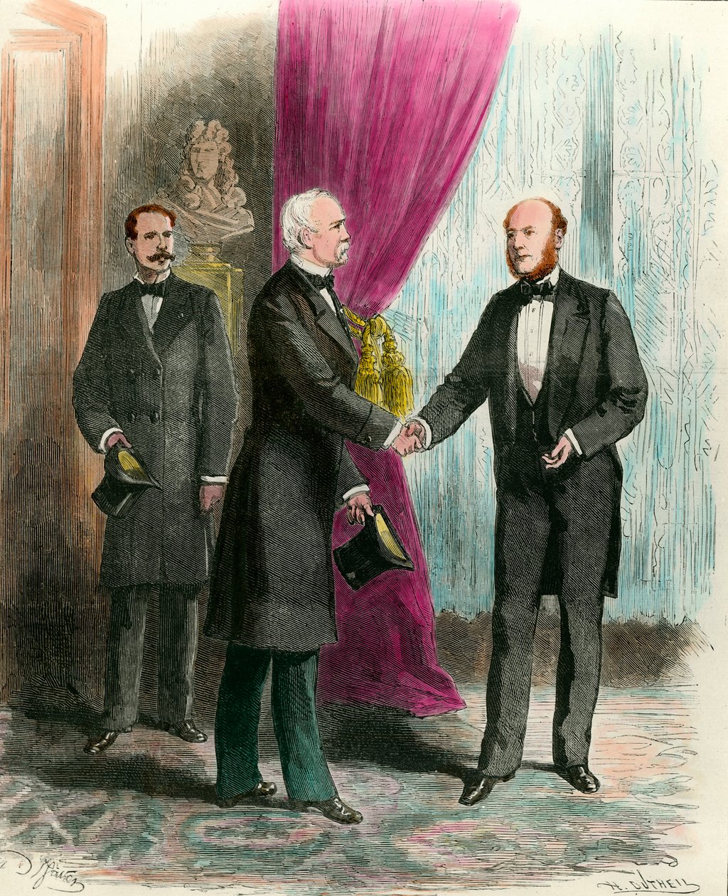 Marechal Mac Mahon (1808-1898) na návštěvě nového prezidenta republiky Julese Grévyho (1807-1891) po prezidentských volbách v roce 1879. Soukromá sbírka. od French School
