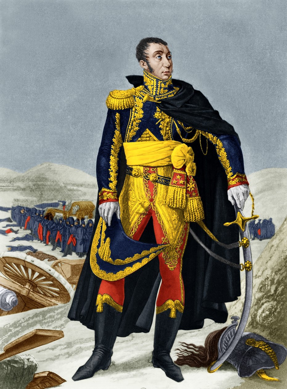 Marechal de Grouchy (barevná rytina) od French School