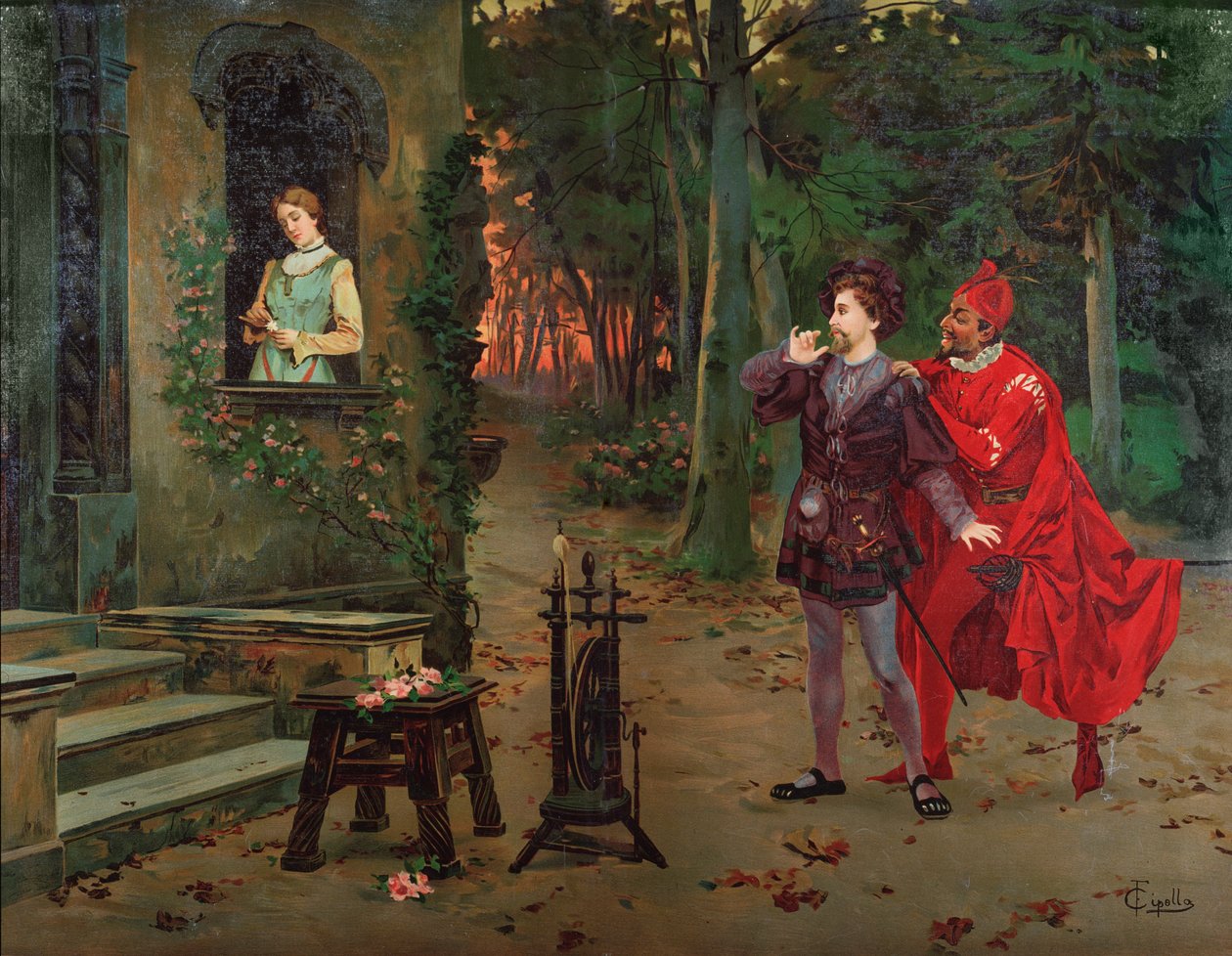 Markétka, Faust a Mefisto Scéna z Fausta od Charlese Gounoda (1818-1893). asi 1900. od French School