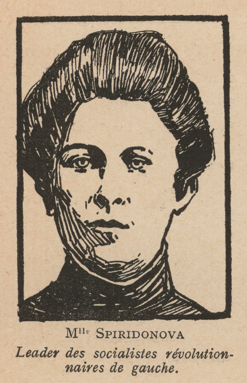 Maria Spridonova, ruská revolucionářka a vůdkyně Strany levicových socialistů-revolucionářů (litografie) od French School