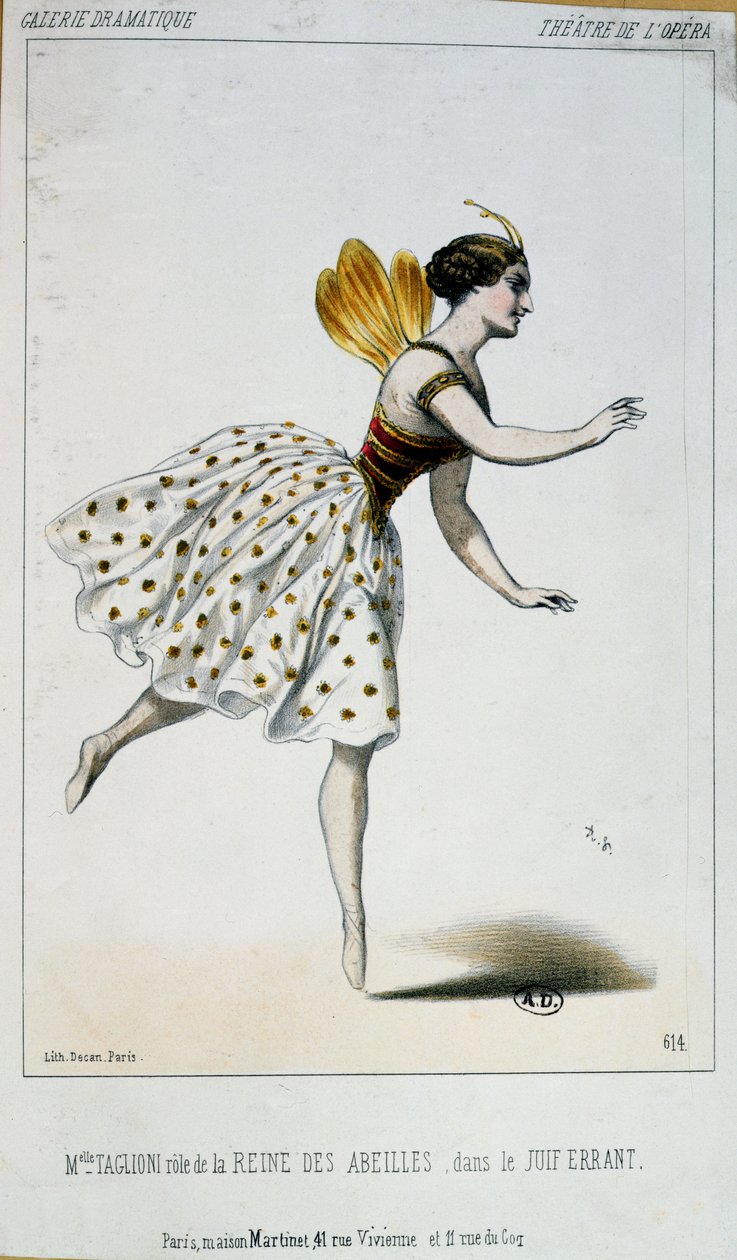 Maria Taglioni (1804-84) jako včelí královna v Le Juif potulný Jacques Fromental Halevy (1799-1862) kolem 1852 od French School