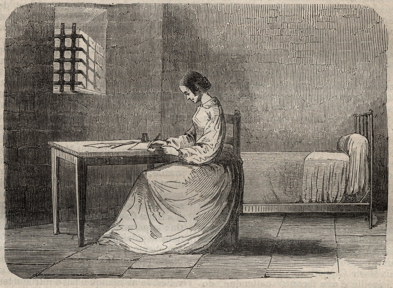 Marie Fortunee Capelle, Marie Lafarge (madame) (1816-1852) francouzský zločinec ve svém vězení - rytina v „Causes celebres de tous les peuple“ od Armanda Fouquiera (1817-18?) 1858-1867 - soukromá sbírka od French School
