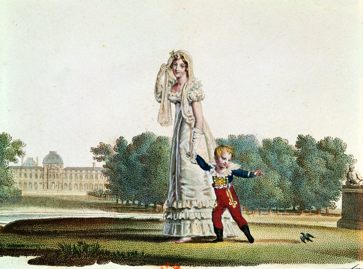 Marie Louise (1791-1847) a římský král (1811-32) před palácem Tuileries od French School