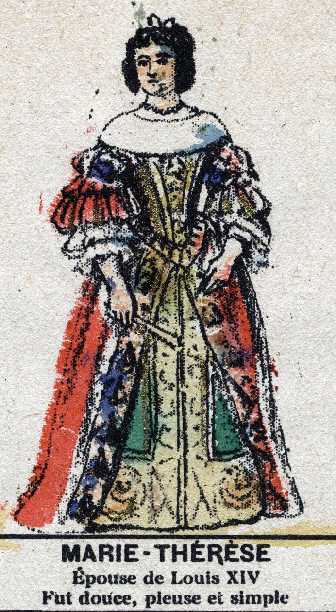 Marie Terezie Rakouská (1638-1683), královna Francie. V „“ Galeriede Kings and Queens of France a slavné postavy z let 1643 až 1895““ Obrázek epinal. od French School