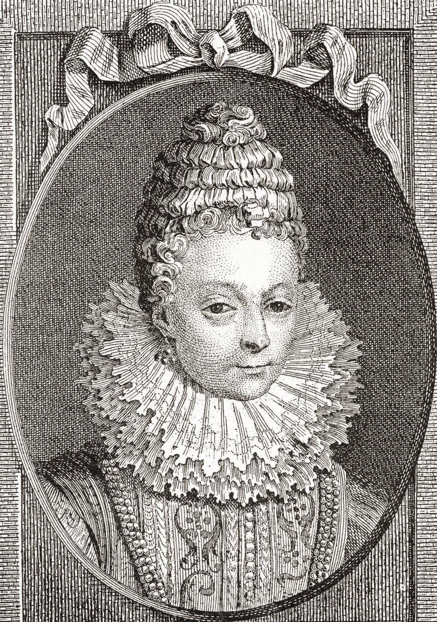 Marie de Médicis, 1575 1642. Královna choť Francie, jako druhá manželka francouzského krále Jindřicha IV. Z Les Heures Libres vydané v roce 1908. od French School
