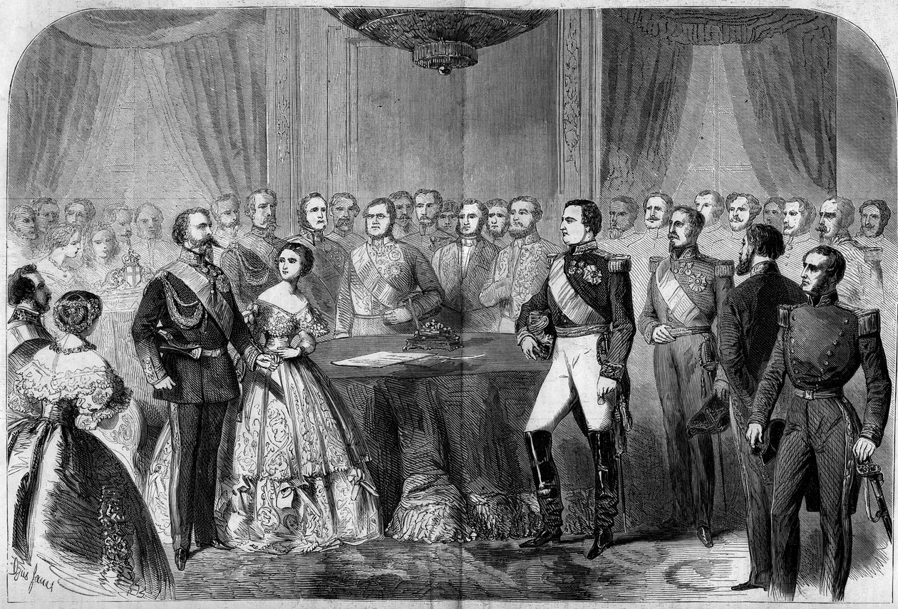 Sňatek prince Napoleona (1822-1891) a princezny Clotilde Savojské (1843-1911) od French School
