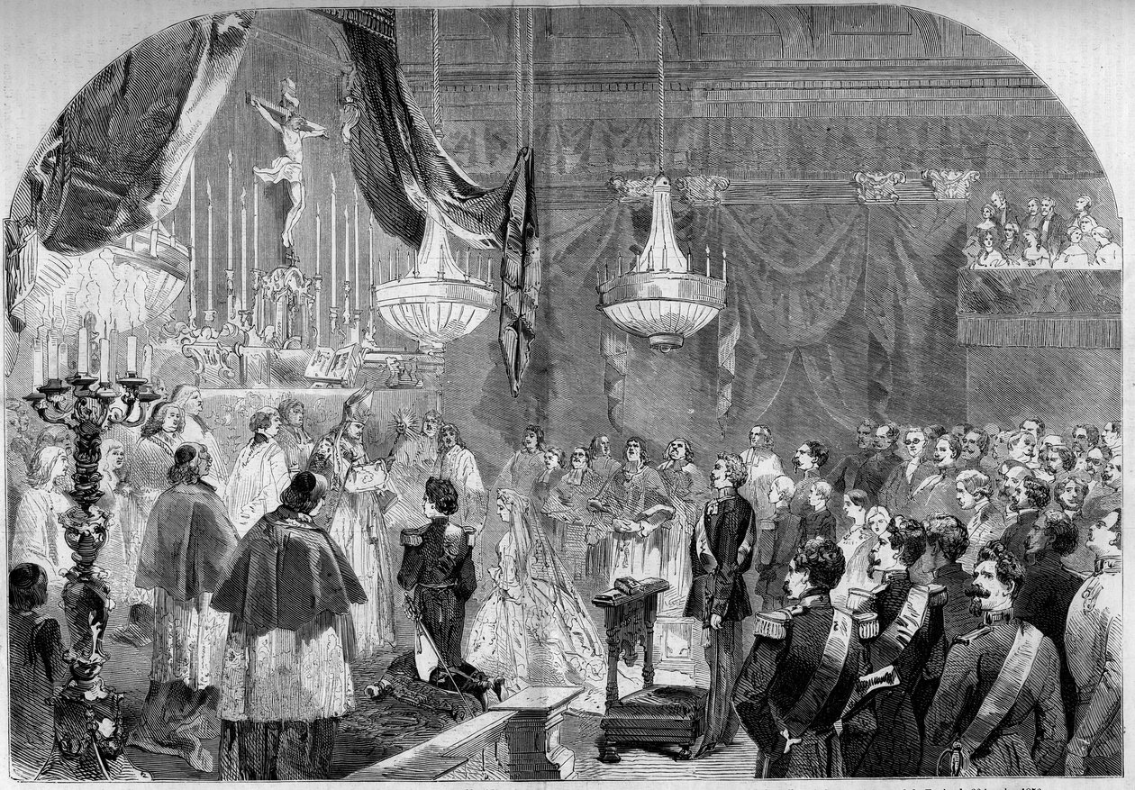 Sňatek prince Napoleona (1822-1891) a princezny Clotilde Savojské (1843-1911) od French School
