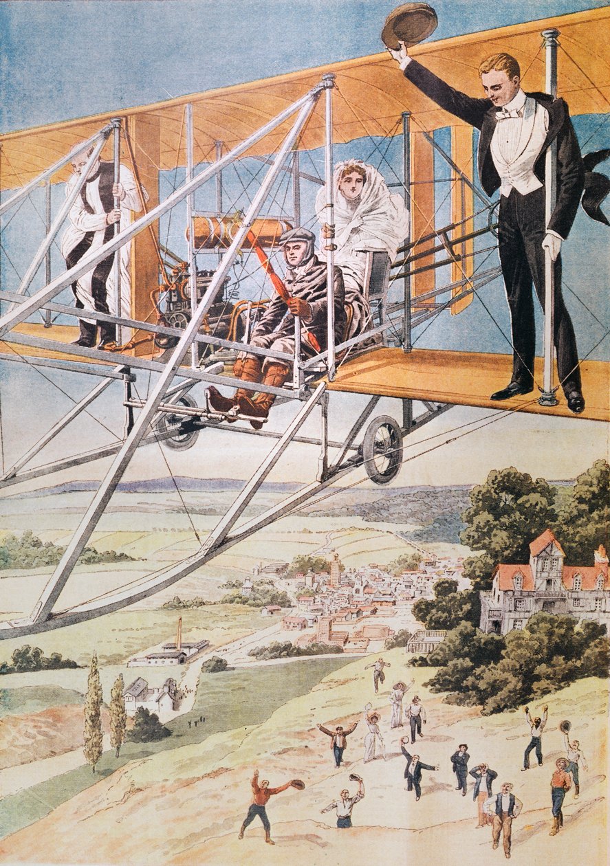 Manželství v letadle, ilustrace z Le Petit Journal 1911 od French School