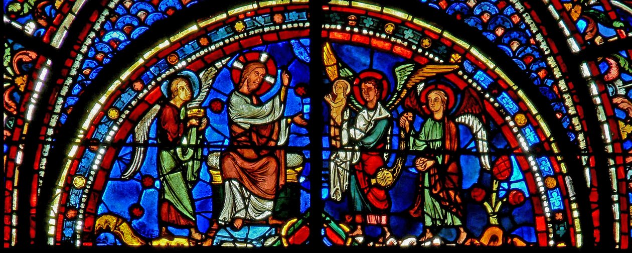 Okno Máří Magdalény: Kristus žehná duši Máří Magdalény (w46) od French School