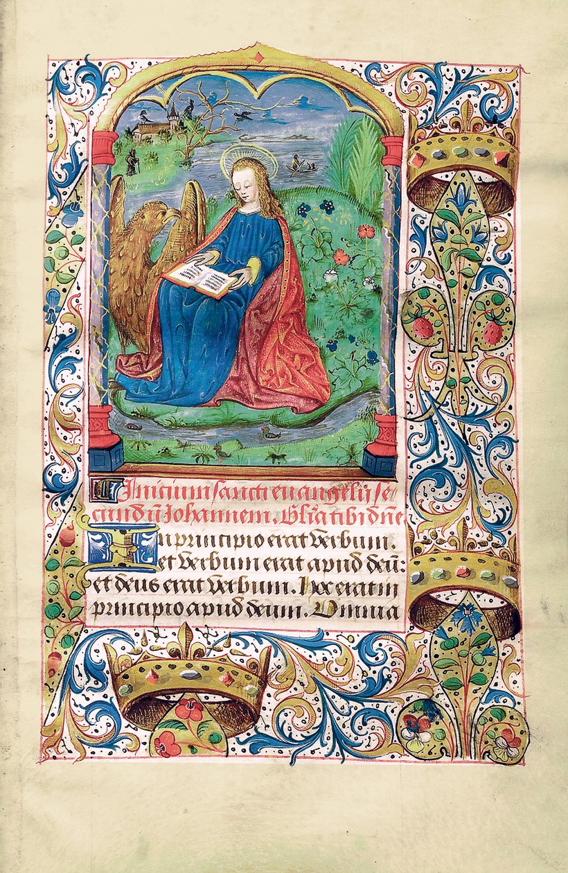 Mary Magdelene in the Wilderness, ilustrace z „Book of Hours, Use of Langres“, cca 1500 od French School