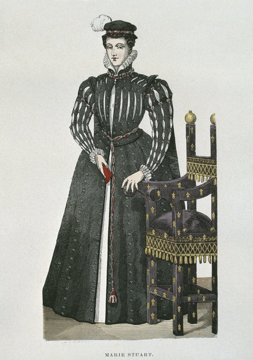 Mary Queen of Scots (1542-87), kopie miniatury z Recueil de Gaignieres od French School