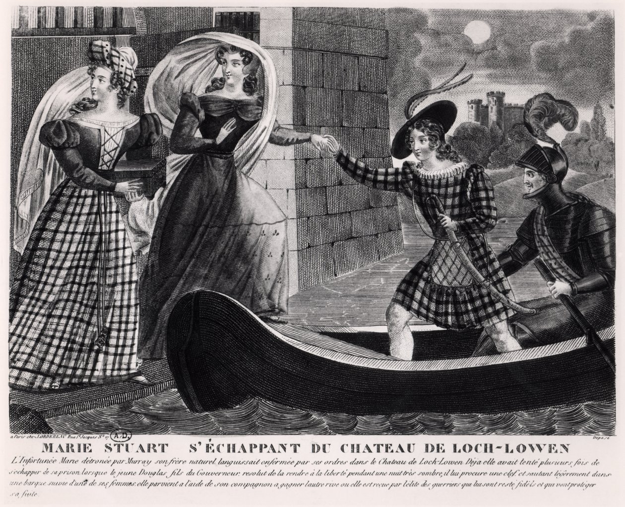 Marie Stuartovna (1542-87) Útěk z hradu Loch Leven od French School