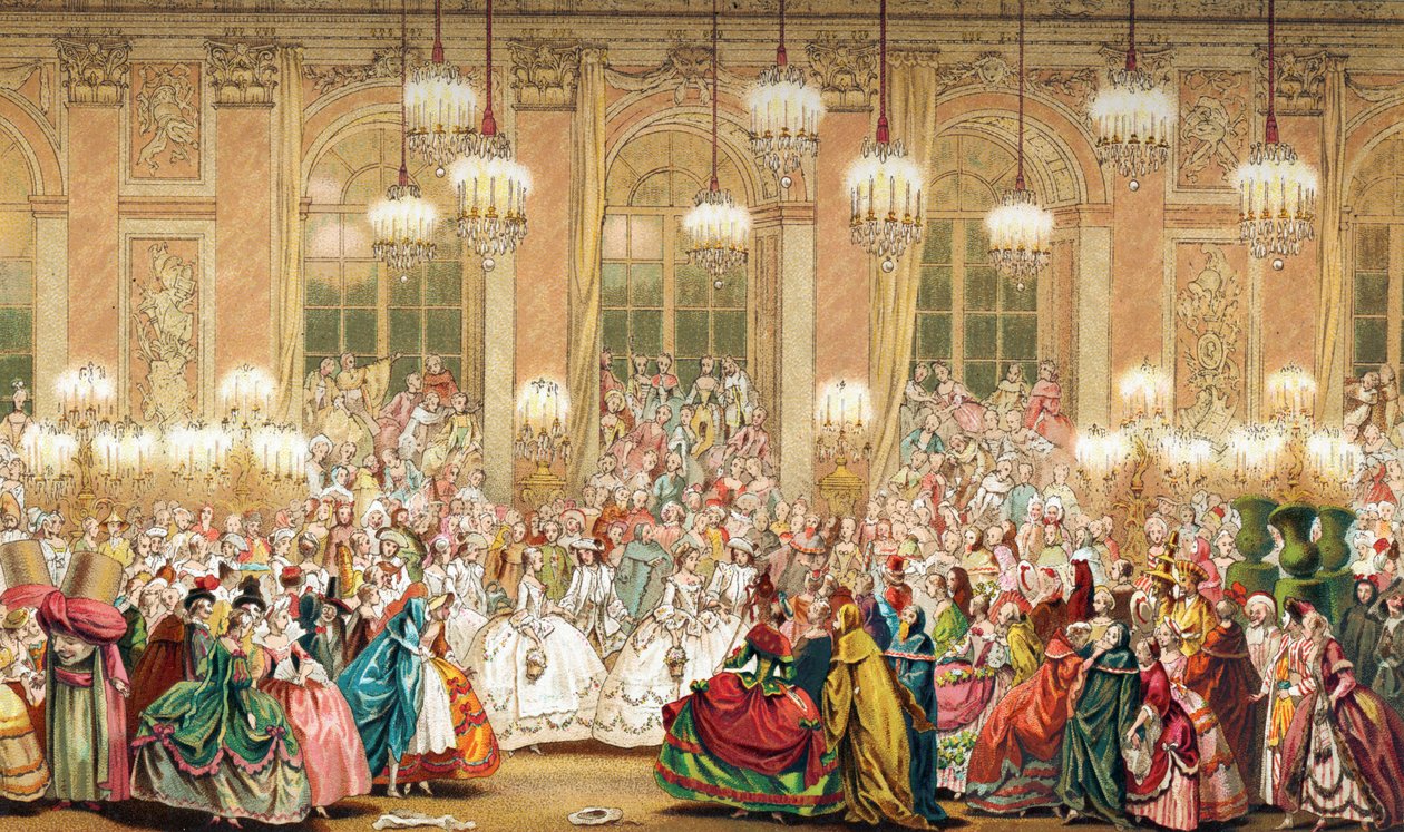 Ples v maskách na dvoře Ludvíka XV. od French School